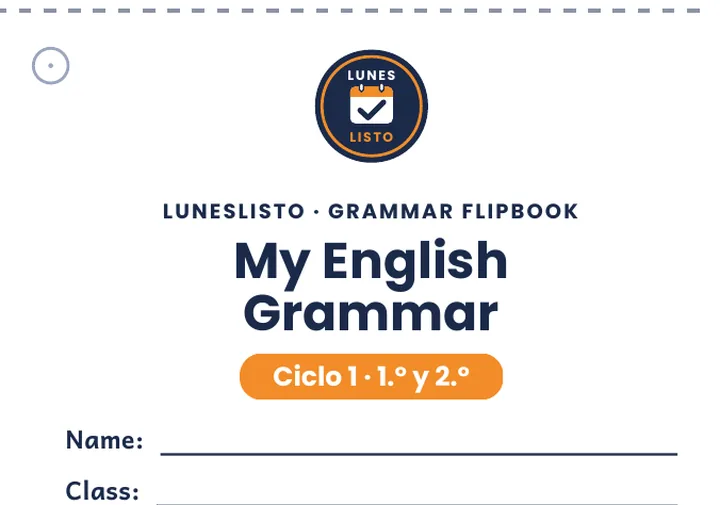 Portada «My English Grammar» del ciclo 1, recortada como tarjeta